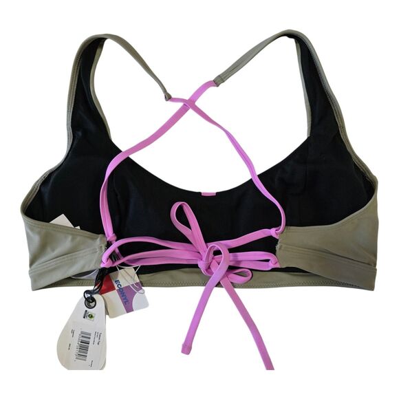 NWT PrAna Tulum Bikini Top Women's Size Large Black Color Block Quick Drying - Picture 4 of 9